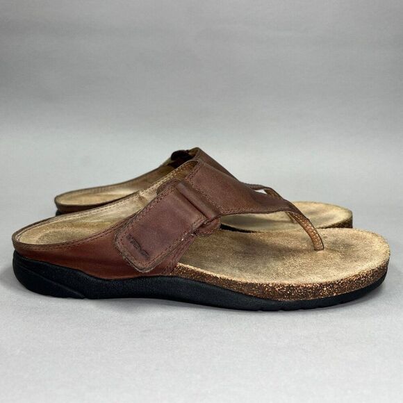 Teva Women's Size 9 Brown Leather Toe Post Flip Flop Sandals - Picture 1 of 9
